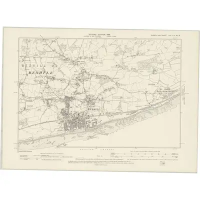 1897 Map of Sussex LXX.NE & SE, 1899 Print
