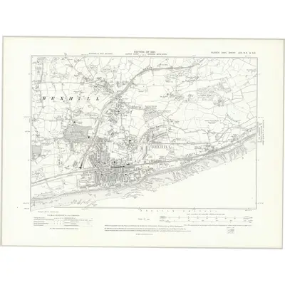 1908 Map of Sussex LXX.NE & SE, 1910 Print