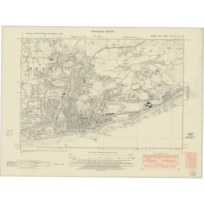 1950 Map of Sussex LXX.NE & SE, 1952 Print