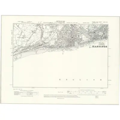1908 Map of Sussex LXXI.NW, 1910 Print