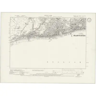 1927 Map of Sussex LXXI.NW, 1933 Print