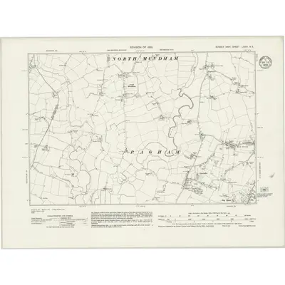 1933 Map of Sussex LXXIII.NE, 1934 Print