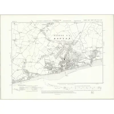 1910 Map of Sussex LXXIV.NW SW, 1914 Print