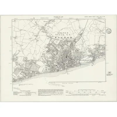 1932 Map of Sussex LXXIV.NW SW, 1935 Print