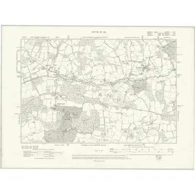 1908 Map of Sussex V.NE, 1911 Print