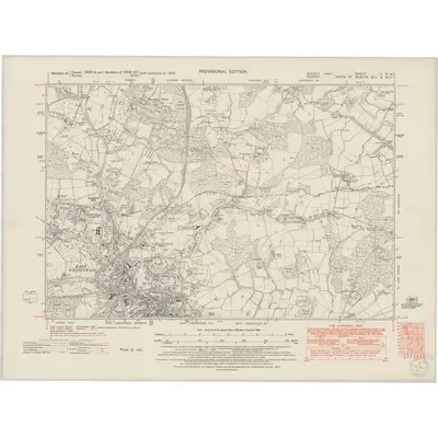 1938 Map of Sussex V.NW, 1950 Print