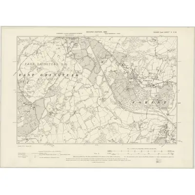 1897 Map of Sussex V.SW, 1899 Print