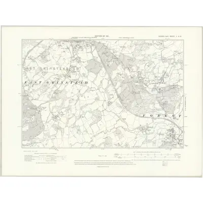 1908 Map of Sussex V.SW, 1911 Print