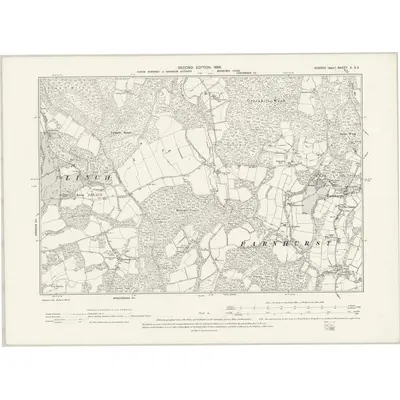 1895 Map of Sussex X.SE, 1898 Print