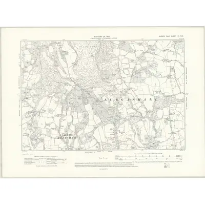 1910 Map of Sussex XI.SW, 1913 Print