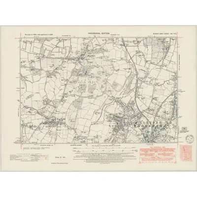1938 Map of Sussex XIII.NE, 1949 Print