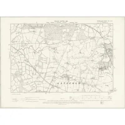 1895 Map of Sussex XIII.NW, 1898 Print