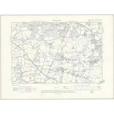 1909 Map of Sussex XIII.NW, 1913 Print