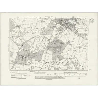 1909 Map of Sussex XIII.SE, 1933 Print