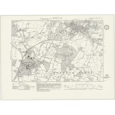 1932 Map of Sussex XIII.SE, 1935 Print