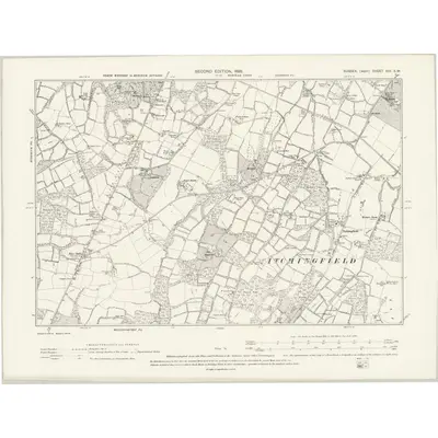 1895 Map of Sussex XIII.SW, 1898 Print