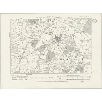 1909 Map of Sussex XIII.SW, 1933 Print
