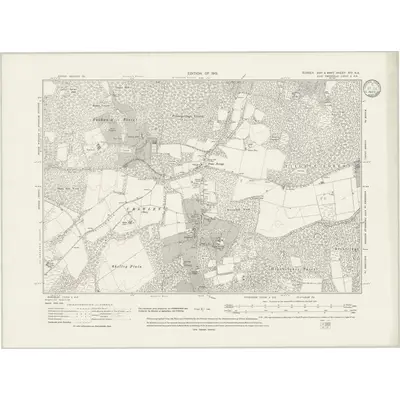 1909 Map of Sussex XIV.NE, 1933 Print