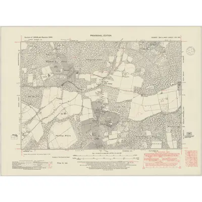 1946 Map of Sussex XIV.NE, 1948 Print