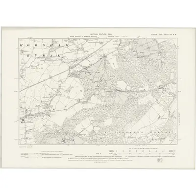 1896 Map of Sussex XIV.NW, 1899 Print