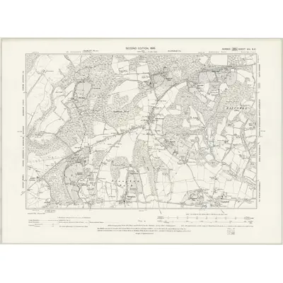 1895 Map of Sussex XIV.SE, 1899 Print