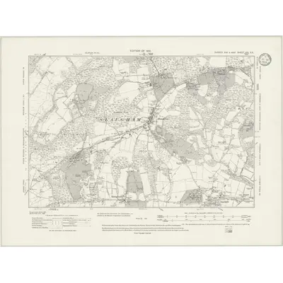 1909 Map of Sussex XIV.SE, 1933 Print