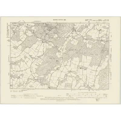 1896 Map of Sussex XIX.NW, 1899 Print