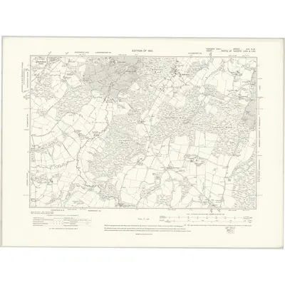 1908 Map of Sussex XIX.NW, 1910 Print