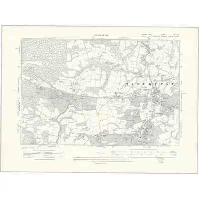 1908 Map of Sussex XIX.SE, 1910 Print