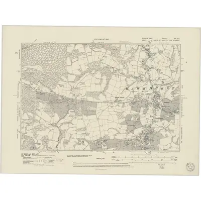 1908 Map of Sussex XIX.SE, 1949 Print