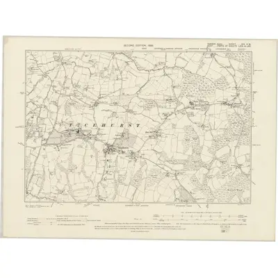 1897 Map of Sussex XIX.SW, 1899 Print