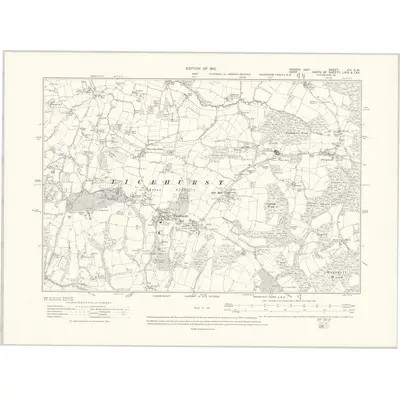1908 Map of Sussex XIX.SW, 1910 Print