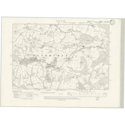 1908 Map of Sussex XIX.SW, 1933 Print