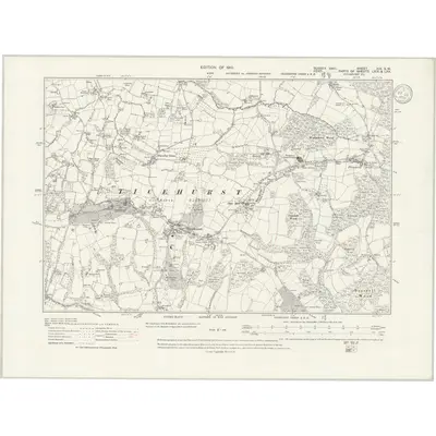 1908 Map of Sussex XIX.SW, 1939 Print