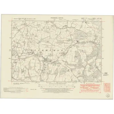 1947 Map of Sussex XIX.SW, 1951 Print