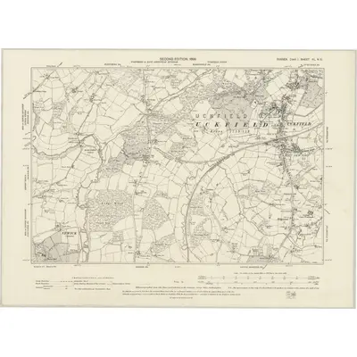1898 Map of Sussex XL.NE, 1899 Print
