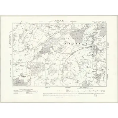 1908 Map of Sussex XL.NE, 1911 Print