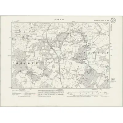 1929 Map of Sussex XL.NW, 1933 Print