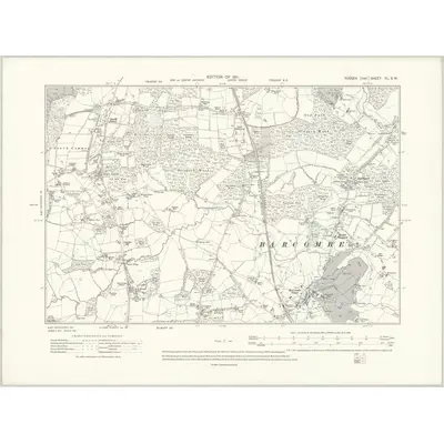 1909 Map of Sussex XL.SW, 1911 Print