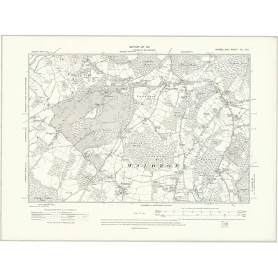 1908 Map of Sussex XLI.NE, 1911 Print