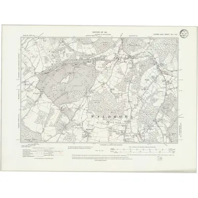 1908 Map of Sussex XLI.NE, 1933 Print