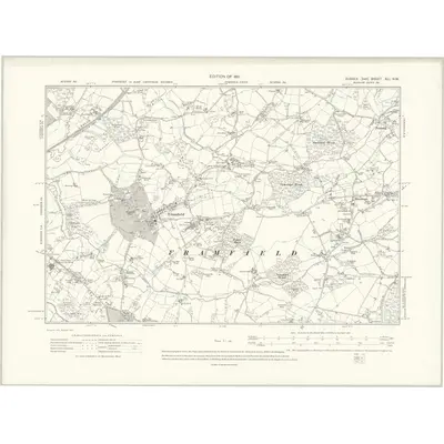 1908 Map of Sussex XLI.NW, 1911 Print