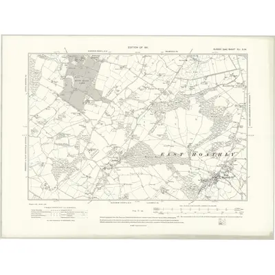 1908 Map of Sussex XLI.SW, 1911 Print