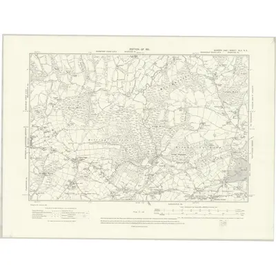 1908 Map of Sussex XLII.NE, 1911 Print