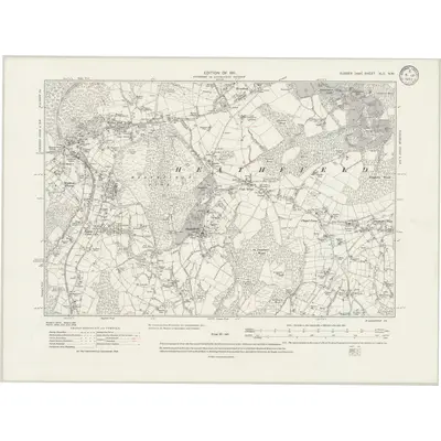 1908 Map of Sussex XLII.NW, 1933 Print