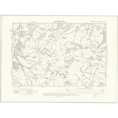 1908 Map of Sussex XLII.SW, 1910 Print