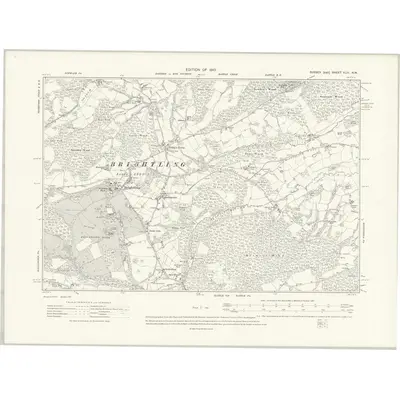1908 Map of Sussex XLIII.NW, 1910 Print