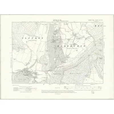1910 Map of Sussex XLIX.SE, 1914 Print