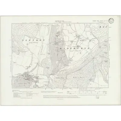 1910 Map of Sussex XLIX.SE, 1933 Print