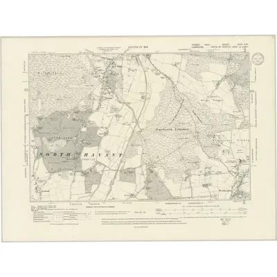 1910 Map of Sussex XLVII.SW, 1939 Print